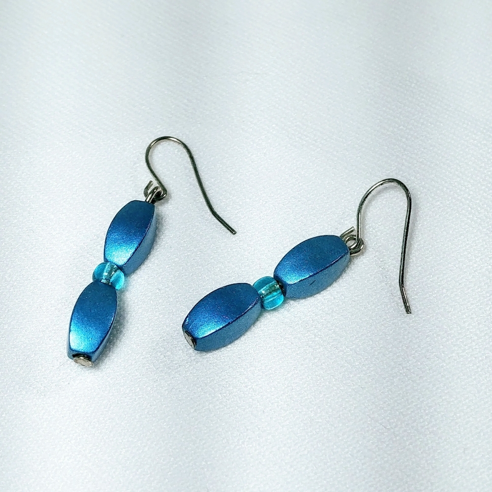 Blue Beaded Earrings